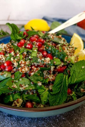 Quinoa-and-Spinach-Salad-with-Fresh-Mint-Dressing-and-Pomegranate